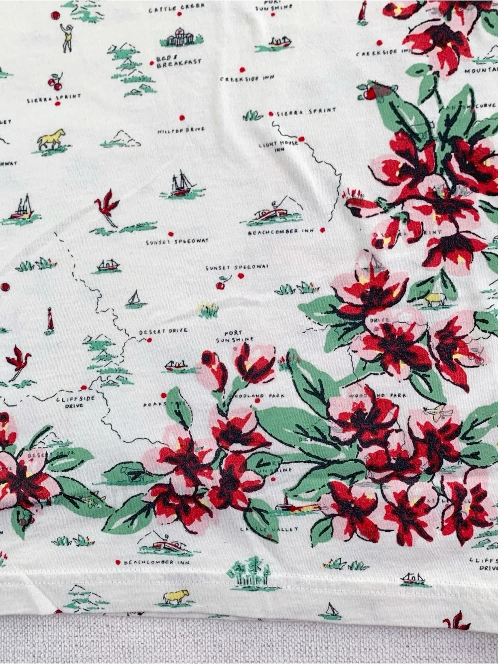 J Crew New Broken-in jersey relaxed-fit map graphic T-shirt short sleeve floral